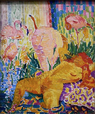 Delaunay nu aux flamants