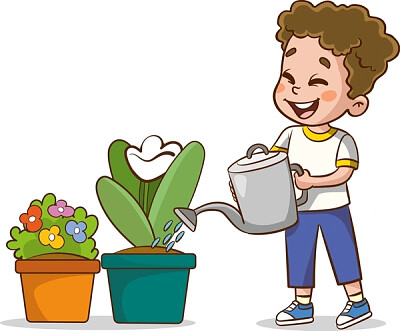 Niño regando