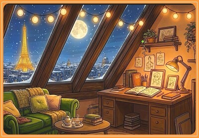 Bureau sous les toits de Paris