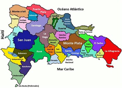 Mapa politico de la Republica Dominicana
