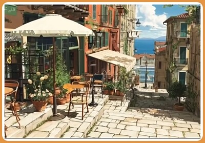 Italie, ruelle donnant sur la mer