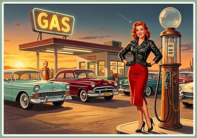 Station essence dans les années 50/60