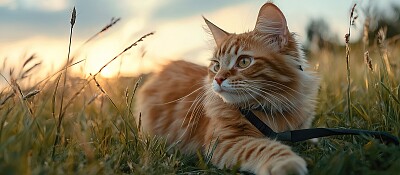 Gato viendo el atardecer