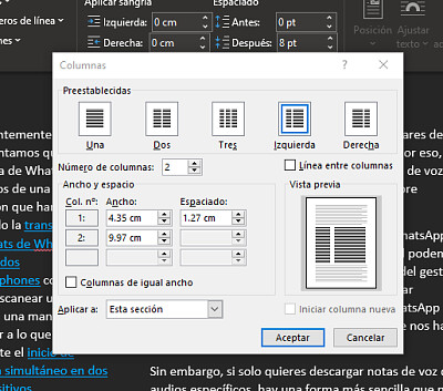 Columnas en word