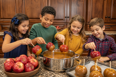 Kids Dipping Caramel