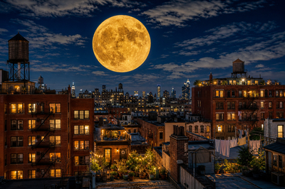 City Rooftop Moon