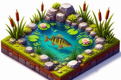 Isometric Pond Diorama(grok)