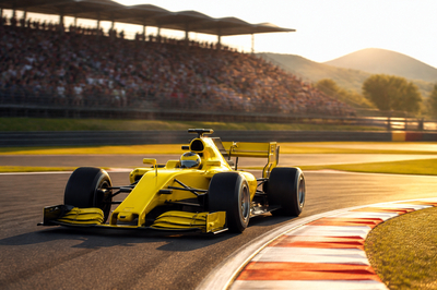 Yellow Race Car Curve(grok)