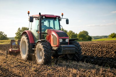 Red Tractor Plowing(grok)