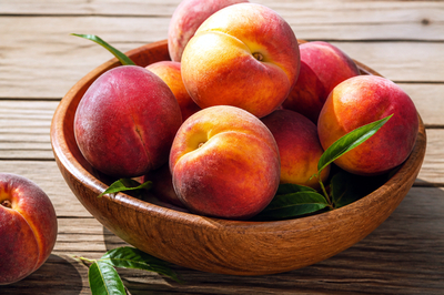 Peaches Wooden Bowl(grok)