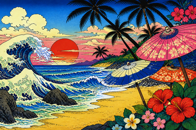 Ukiyo Seaside Break(grok)