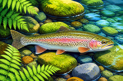 Gouache Trout Stones(grok)