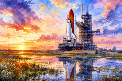 Watercolor Shuttle Dawn