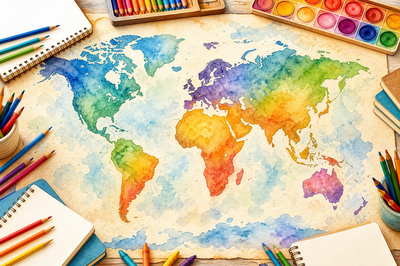 Desk Watercolor Map
