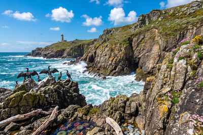 Cormorants on Rocky Coast