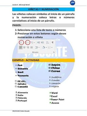 Numeración y Viñetas en Word