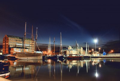 Gloucester docks at night