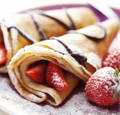 crepes and berries