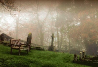 misty graveyard Miserden