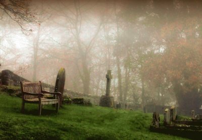 misty graveyard Miserden jigsaw puzzle