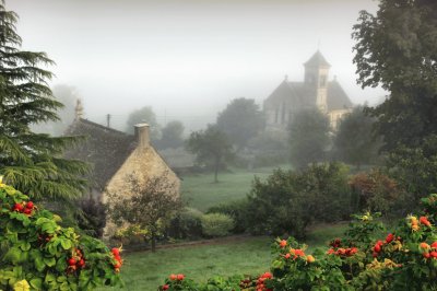 Misty church