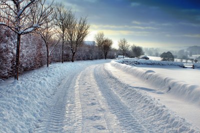 Winter snow farm lane jigsaw puzzle