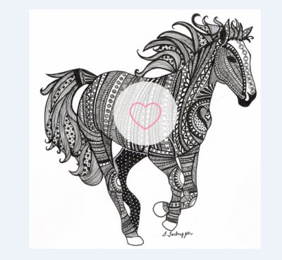 Caballo blanco y negro jigsaw puzzle