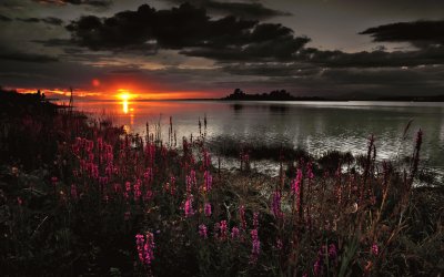 Dark Sunset over the Waters