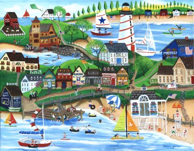 Summertime Fun at Old New England Village jigsaw puzzle