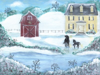 Two Black Horses on a Winters Day jigsaw puzzle