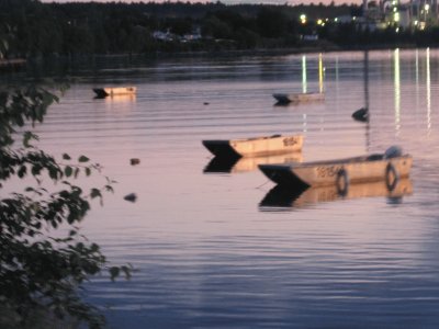 Doryboats at dusk