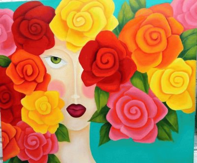 Lady between the Roses jigsaw puzzle