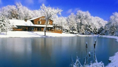 פאזל של Fondo Paisaje Casa y Lago Nevado