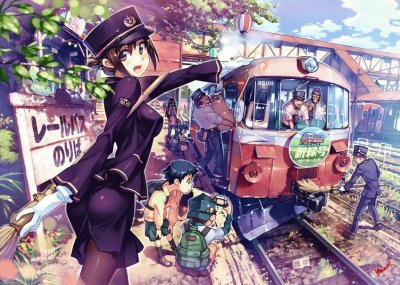 Chica animÃ© en estaciÃ³n de tren jigsaw puzzle