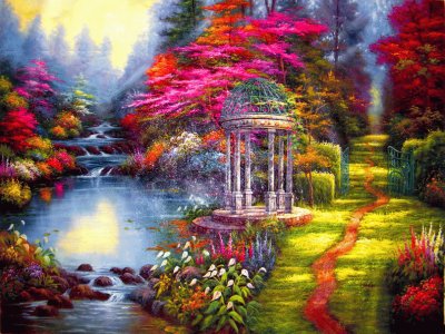 Paisaje colorido con altar jigsaw puzzle