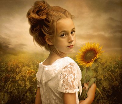 NiÃ±a con girasoles jigsaw puzzle