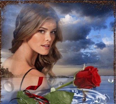 Frau mit Rose