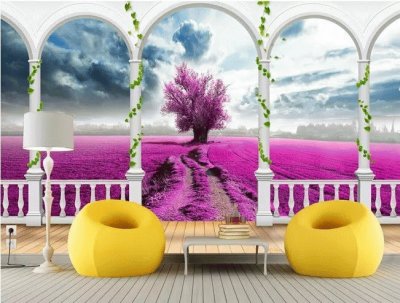Outdoor Deck with Tulip Garden Backdrop
