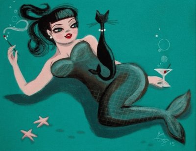 Mermaid with Cat and Martini jigsaw puzzle