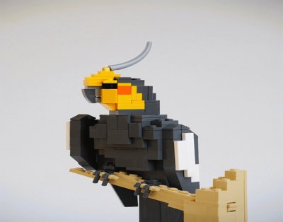 Increible figur de una cacatua realizada con Legos