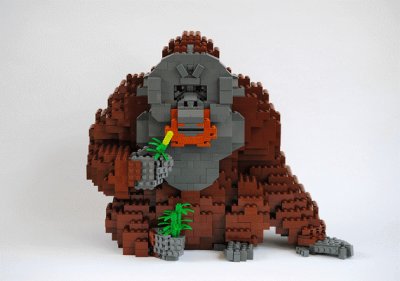 Increible figura de un Gorila realizada con Legos jigsaw puzzle