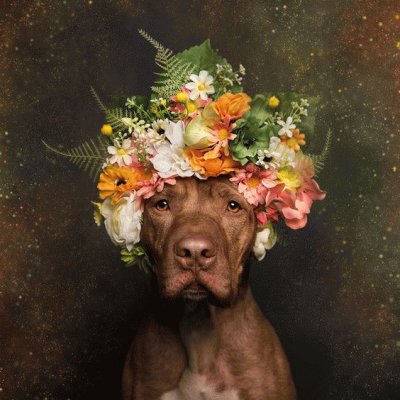 pitbull with flowers jigsaw puzzle