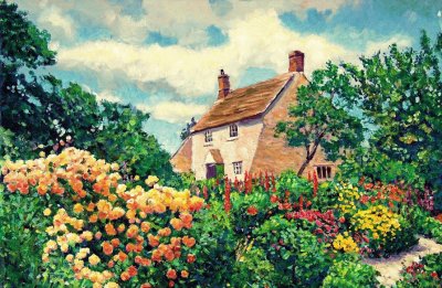 flowery cottage jigsaw puzzle