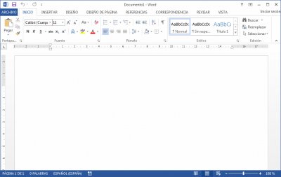 La pantalla de Microsfot Word