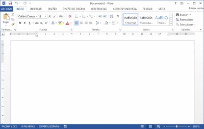 La pantalla de Microsfot Word