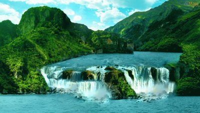 Selva con cachoeira-Brasil jigsaw puzzle