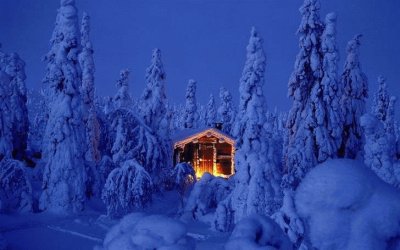 פאזל של CabaÃ±a entre Ãrboles Nevados - Finlandia
