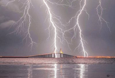 storm over skyway bridge