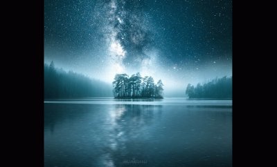 פאזל של Noche desde un Lago cercano a una Isla - Finlandia