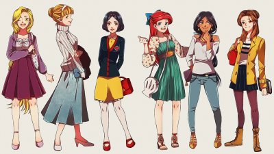 פאזל של Rapunzel Cinderella SnowWhite Ariel Jasmine Belle